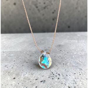 Hydroquartz Mystic Rainbow Faceted Teardrop Cord Necklace